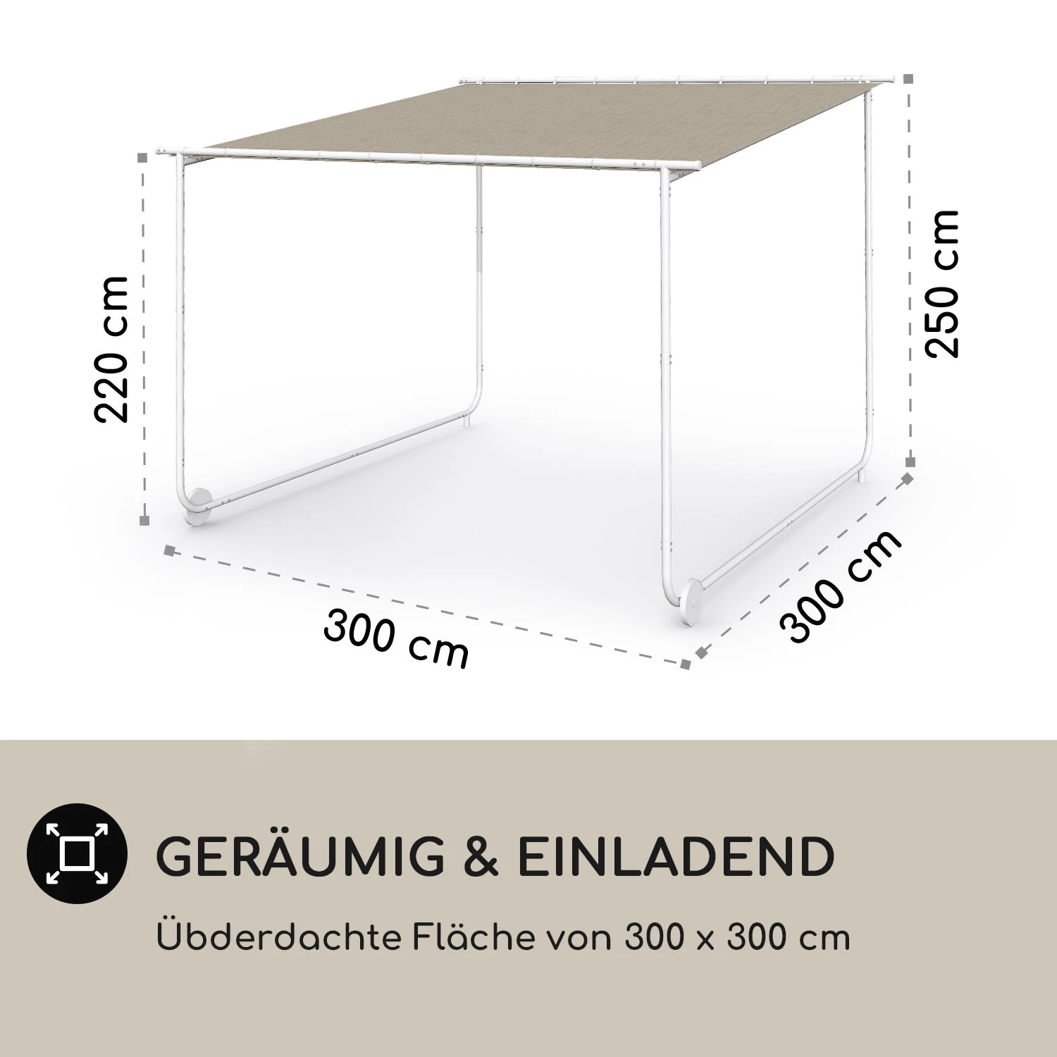 Nantes Pavillon Gazebo Sonnendach 3x3m Polyester Stahlrahmen UV50+ Bodenrollen 4 Nantes Pavillon Gazebo Sonnendach 3x3m Polyester Stahlrahmen UV50+ Bodenrollen – Bild 4