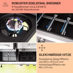 Kingsville 4.1 Kombigrill Gas + Kohle 13,7 KW 4+1 Brenner -Outdoor Grills Store 10040271 de 0005 usp