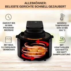 Vendure Heißluftfritteuse Mit Dampffunktion 1250W 5 Liter 6 Programme -Outdoor Grills Store 10040278 de 0003 usp
