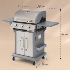 Lucifer 3 Gasgrill 3 X 3,6 KW Brenner 60x45cm Grill Edelstahl Mobil -Outdoor Grills Store 10040280 yy 0008 dimensions