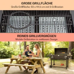 Aberdeen Double Holzkohlegrill Smoker Thermometer 2 Seitentische Mobil -Outdoor Grills Store 10040293 de 0004 usp