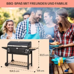 Aberdeen Double Holzkohlegrill Smoker Thermometer 2 Seitentische Mobil -Outdoor Grills Store 10040293 de 0007 usp