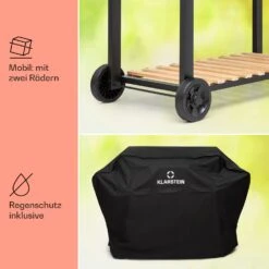 Aberdeen Double Holzkohlegrill Smoker Thermometer 2 Seitentische Mobil -Outdoor Grills Store 10040293 de 0008 usp