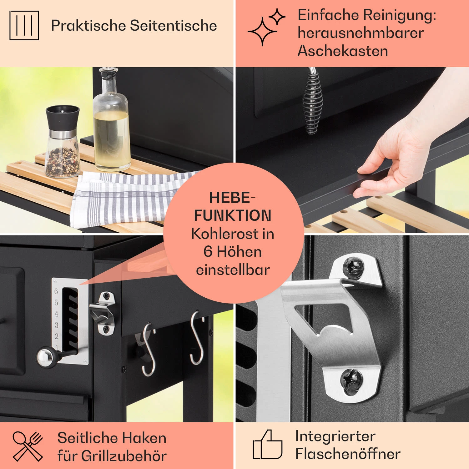 Aberdeen Kombi-Grill Gas Kohle Smoker Thermometer 2 Seitentische Mobil 6 Aberdeen Kombi-Grill Gas Kohle Smoker Thermometer 2 Seitentische Mobil – Bild 6