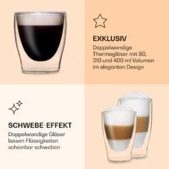 DUOS Doppelwandiges Glas | Thermoglas | 2 X 80, 310, 400 Ml | Trinkglas | Espressoglas, Teeglas, Shotglas | Für Heiße Und Kalte Getränke | Borosilikatglas| Hitze- Und Kältebeständig | Handgemacht | Spülmaschinenfest | Schwebe-Effekt -Outdoor Grills Store 10040376 de 0005 logo