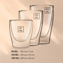 DUOS Doppelwandiges Glas | Thermoglas | 2 X 80, 310, 400 Ml | Trinkglas | Espressoglas, Teeglas, Shotglas | Für Heiße Und Kalte Getränke | Borosilikatglas| Hitze- Und Kältebeständig | Handgemacht | Spülmaschinenfest | Schwebe-Effekt -Outdoor Grills Store 10040376 yy 0006 logo