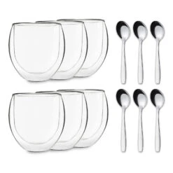 DUOS Jumbo Doppelwandiges Glas 310 Ml Thermofunktion Edelstahl-Löffel