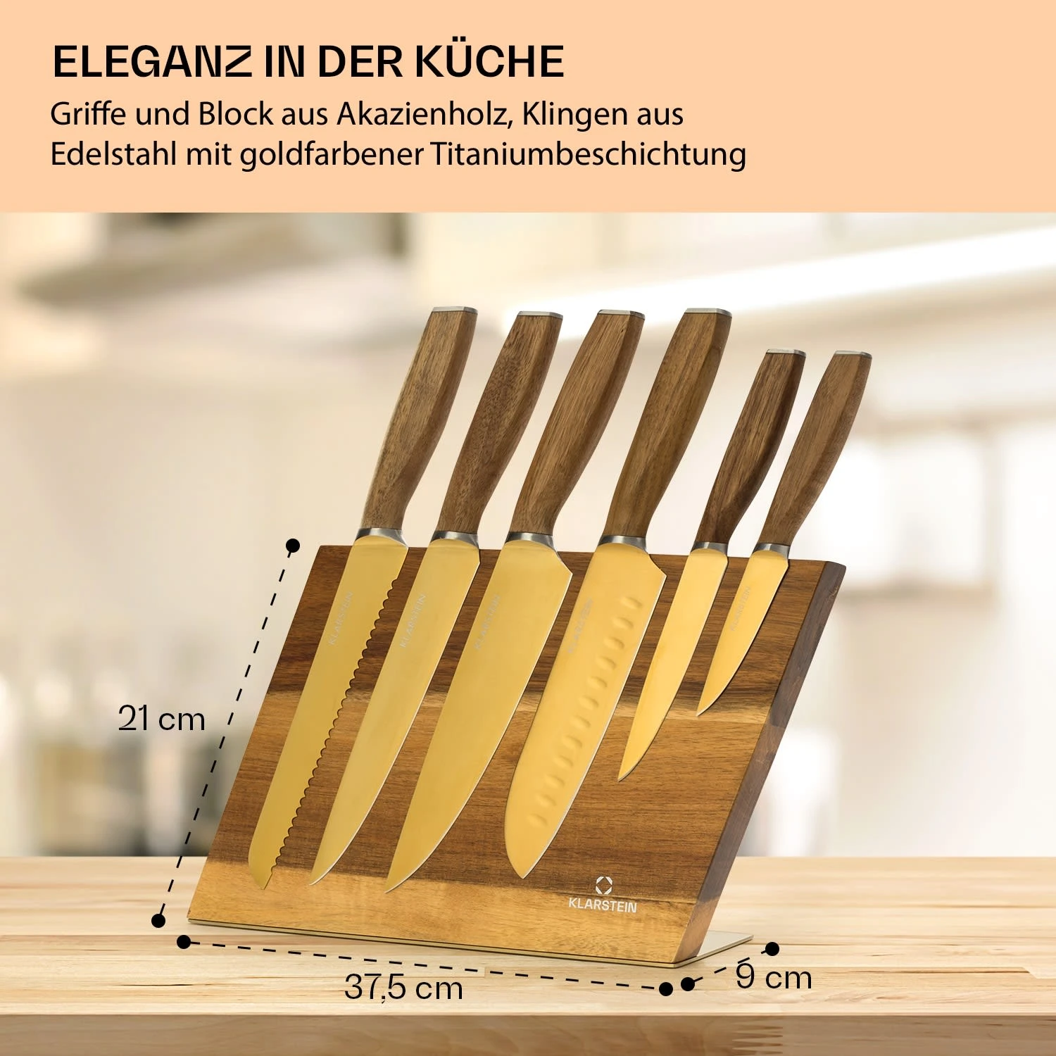 Kazuno Messerset 7 Teile Magnetischer Block PVD Titanium-Beschichtung 7 Kazuno Messerset 7 Teile Magnetischer Block PVD Titanium-Beschichtung – Bild 7