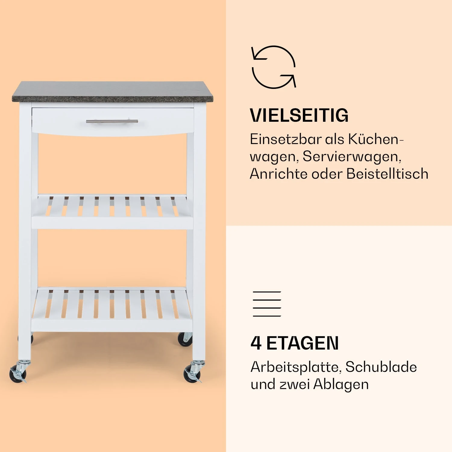 Tennessee Servierwagen Küchenwagen 4 Etagen Holz Granit Mobil 4 Tennessee Servierwagen Küchenwagen 4 Etagen Holz Granit Mobil – Bild 4