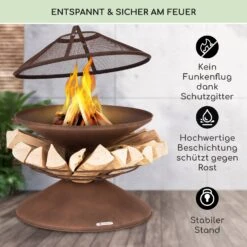 Aguilera Feuerschale Mit Grill Ø 65 Cm Holzlager Stahl -Outdoor Grills Store 10041127 de 0003 usp