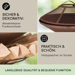 Aguilera Feuerschale Mit Grill Ø 65 Cm Holzlager Stahl -Outdoor Grills Store 10041127 de 0004 usp