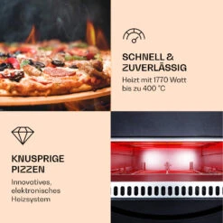 Arezzo Pizza-Ofen Herausnehmbarer Pizza-Stein Stahlgehäuse 1770 W 160 - 400 °C -Outdoor Grills Store 10041186 de 0003 logo