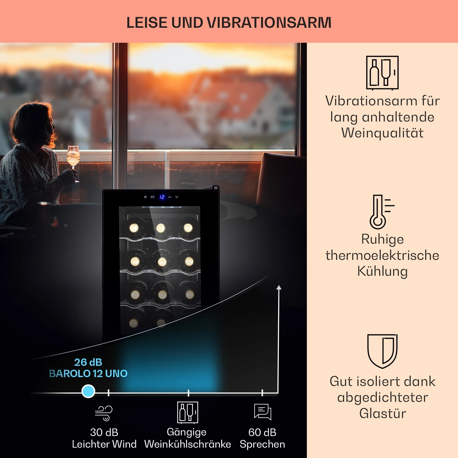 Barolo 12 Uno Weinkühlschrank 37 Ltr 12 Flaschen 11-18°C SingleZone 4 Barolo 12 Uno Weinkühlschrank 37 Ltr 12 Flaschen 11-18°C SingleZone – Bild 4