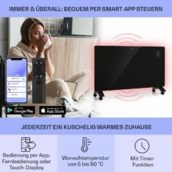 Bansin Crystal Smart Konvektions-Heizgerät 1500W 5 - 50 °C App-Steuerung -Outdoor Grills Store 10041209 de 0003 usp