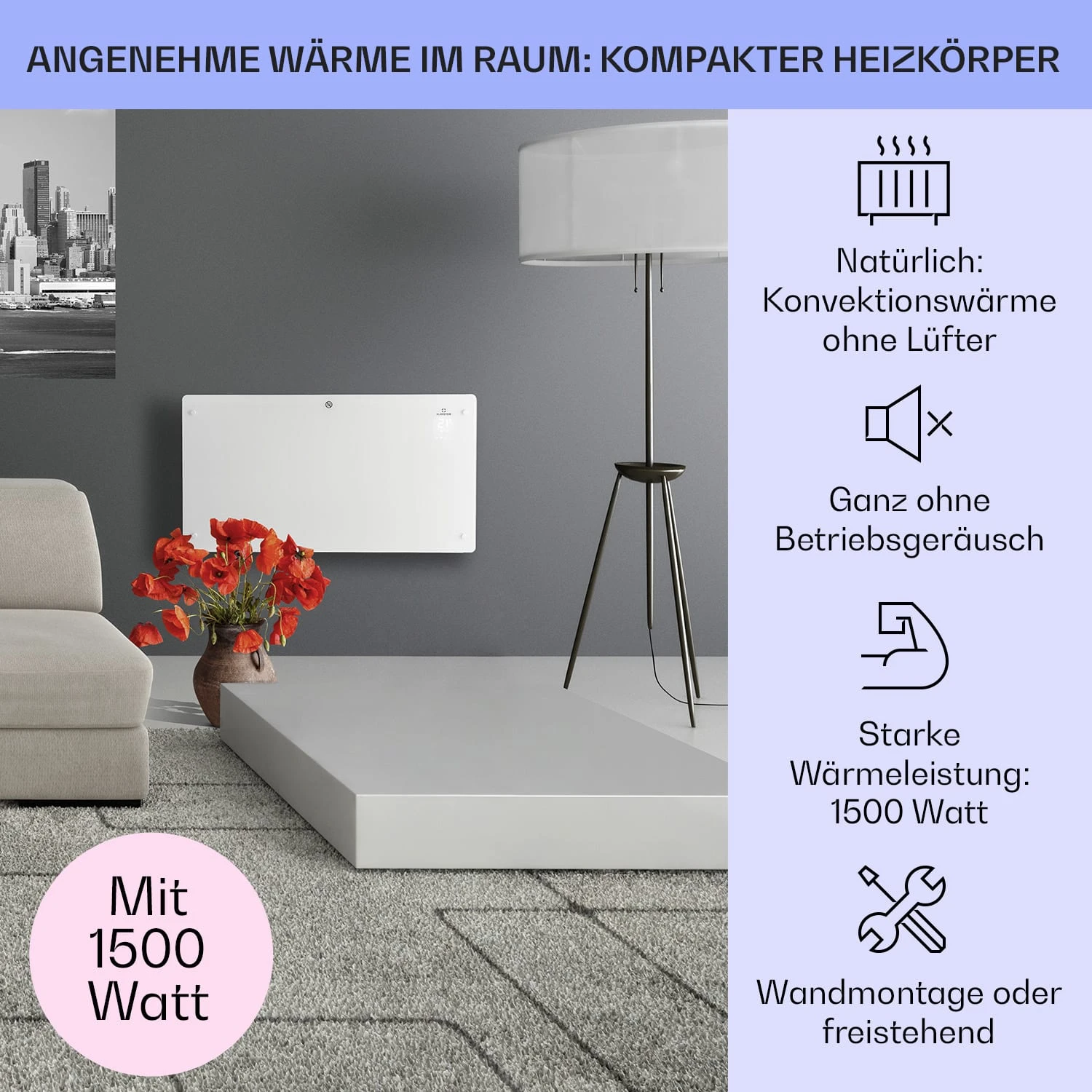 Bansin Crystal Smart Konvektions-Heizgerät 1500W 5 - 50 °C App-Steuerung 2 Bansin Crystal Smart Konvektions-Heizgerät 1500W 5 - 50 °C App-Steuerung – Bild 2