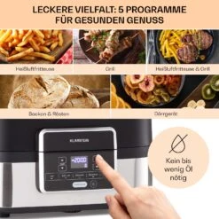 Combo Air Grill-Heißluftfritteuse 5 Programme 1500 Watt 4,5 L Grillkorb 2,5 L Frittierkorb 9 Combo Air Grill-Heißluftfritteuse 5 Programme 1500 Watt 4,5 L Grillkorb 2,5 L Frittierkorb -Outdoor Grills Store 10041330 de 0003 usp
