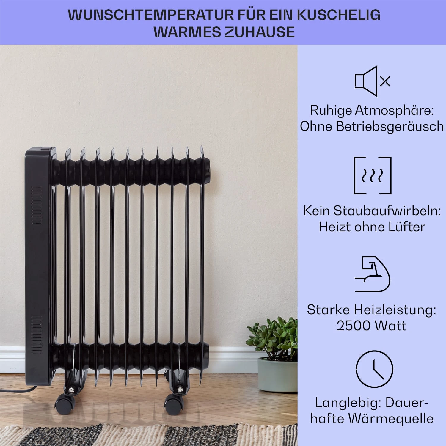 Sanford Smart Ölradiator 2500 W Leistung Wochentimer LED-Display Touch-Panel Klarstein-App 2 Sanford Smart Ölradiator 2500 W Leistung Wochentimer LED-Display Touch-Panel Klarstein-App – Bild 2