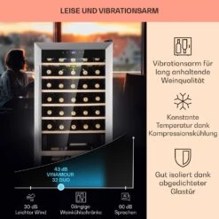 Vinamour 32 Uno Weinkühlschrank 1 Zone 95 L / 36 Flaschen 4-18°C Touch -Outdoor Grills Store 10041393 de 0004 usp