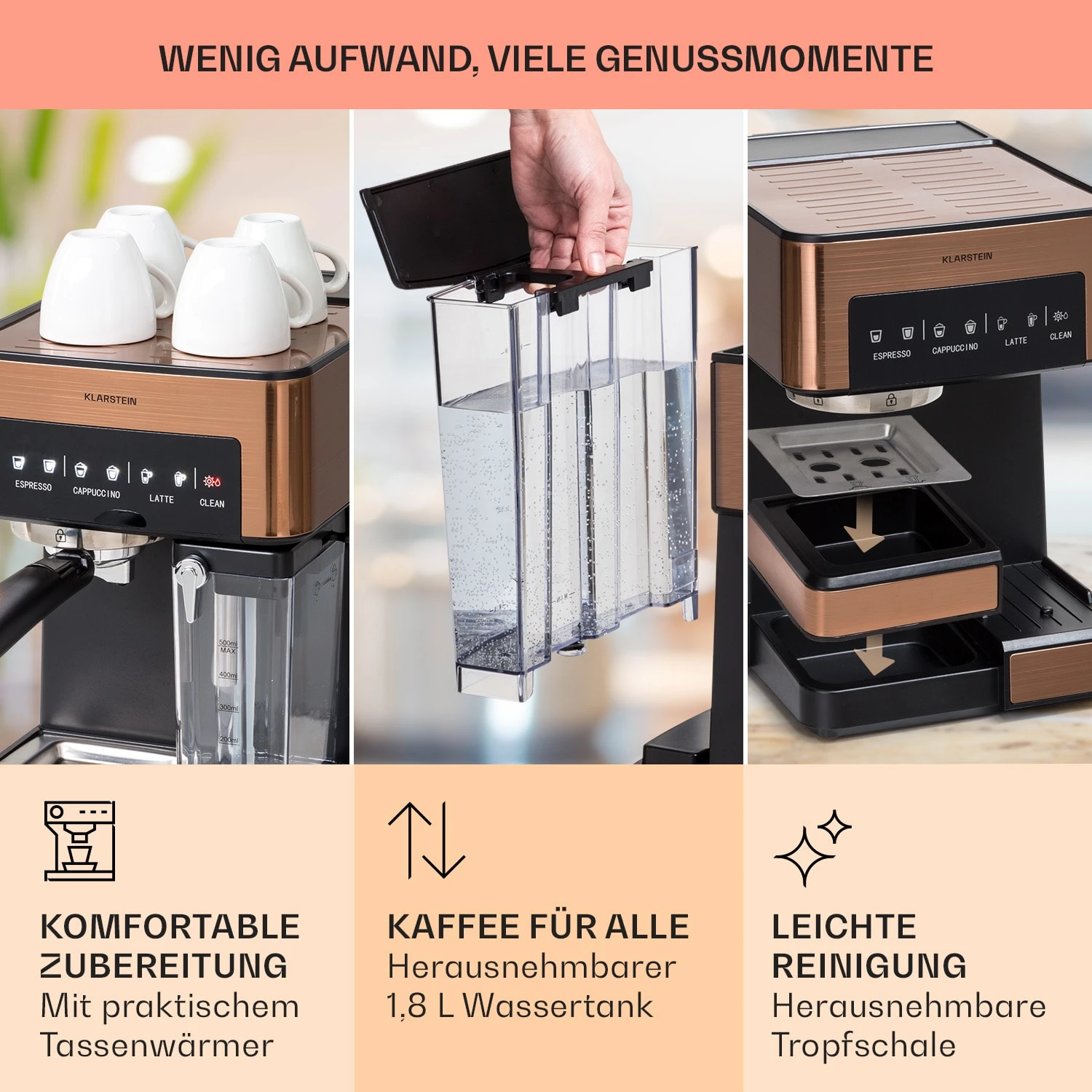 Arabica Comfort Espressomaschine 1350W 20 Bar 1,8l Touch-Bedienfeld 6 Arabica Comfort Espressomaschine 1350W 20 Bar 1,8l Touch-Bedienfeld – Bild 6