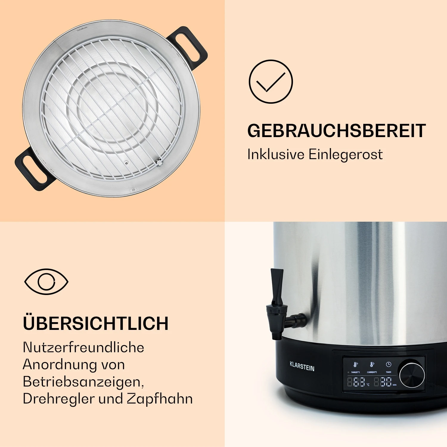 Abbey 25 Einkochautomat Getränkespender 25L 100°C 180min Edelstahl 6 Abbey 25 Einkochautomat Getränkespender 25L 100°C 180min Edelstahl – Bild 6